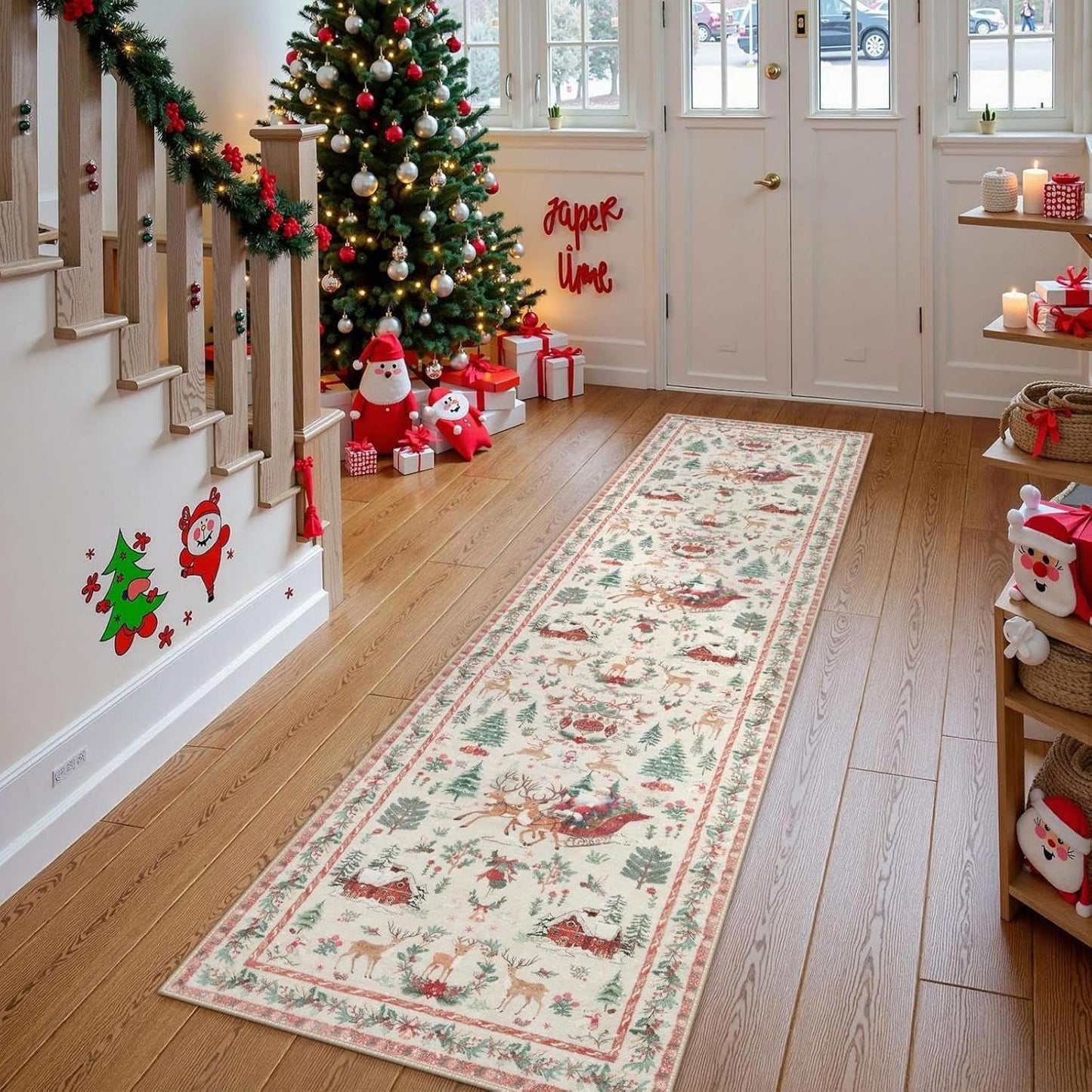 Christmas Crystal Velvet Corridor Strip Wear-resistant Dustproof Bedside Carpet