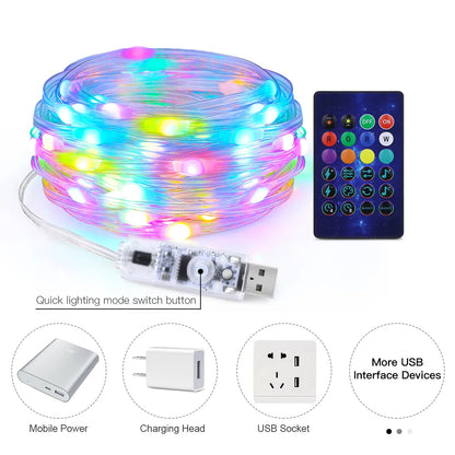 LED Light String Colorful Intelligent USB Bluetooth Waterproof Set