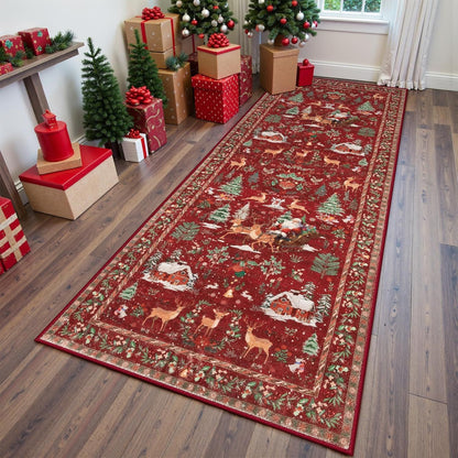 Christmas Crystal Velvet Corridor Strip Wear-resistant Dustproof Bedside Carpet