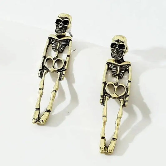 Dancing Skeleton Metal Earrings