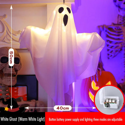 3-Pack Light-Up Hanging Halloween Ghosts with Witch Hats