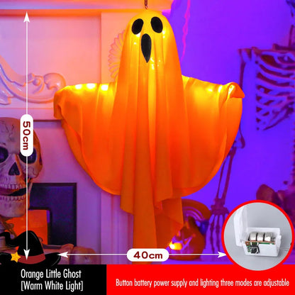 3-Pack Light-Up Hanging Halloween Ghosts with Witch Hats