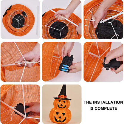 50 Lights 3 Feet Halloween Pumpkin Folding Lantern